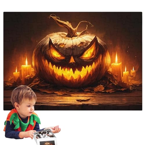 biteatey Halloween-Puzzles,Halloween-Puzzle | Herbstliches gruseliges -Bodenpuzzle - Halloween Scary Pumpkin Challenge Papierpuzzle, gruseliges Home Decor Laternen-Feiertagsspiel für Kinder und von biteatey