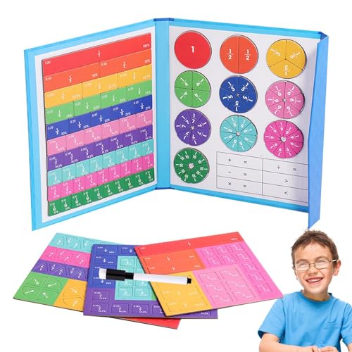 biteatey Magnetisches Bruchbuch, Magnetisches Bruchbuch-Puzzle | Buch mit pädagogischen Mathe-Puzzle-Aktivitäten,Montessori-Mathe-Magnete, Bruchkacheln für Kinder in der Grundschule und im von biteatey