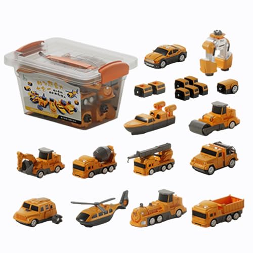 biteatey Spielfahrzeug-Set, Spielzeug mit verwandelnden Fahrzeugen - Magnetische Kinderfahrzeuge, zusammengebautes Konstruktionsspielzeug | Aufbewahrungsbox inklusive Sammelfiguren -Blöcke für von biteatey