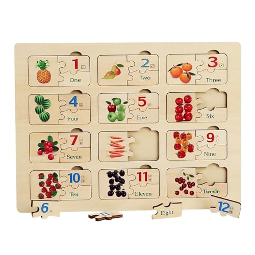biteatey Zahlenpuzzle aus Holz, Zahlenlernpuzzle für Kleinkinder - Zahlen-Lernspielzeug-Matching-Spiel | Kognitives Lernen, pädagogisches Aktivitätsbrett, Spielzeug für frühe Entwicklungsfähigkeiten von biteatey