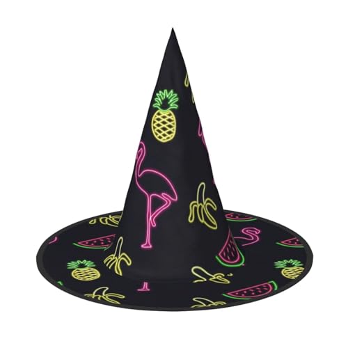 bkgdodk Ananas-Banananen-Flamingo-Druck, Party-Dekorationen, Halloween-Hüte für Damen und Herren, Hexenhüte für Halloween-Partys von bkgdodk