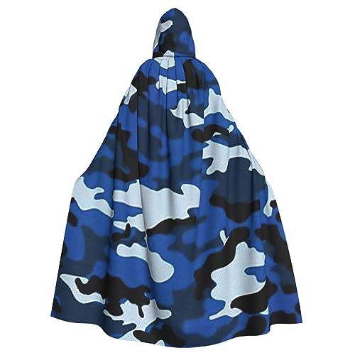 bkgdodk Blauer Camouflage-Umhang mit Kapuze, Halloween, Feier, Karneval, Damen und Herren, Themenpartys, Kleid, Cosplay von bkgdodk