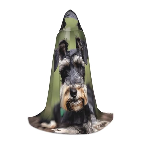 bkgdodk Entzückender Schnauzer-Druck, Uni, Kapuzenumhang, vielseitiger Cosplay-Umhang und Umhang, Hexe, Gothic-Kapuzenumhang von bkgdodk