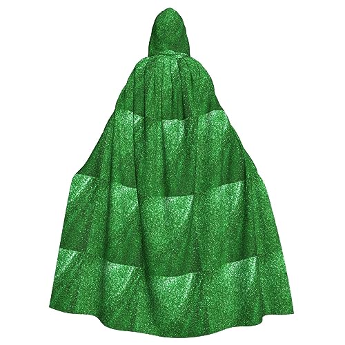 bkgdodk Grüner Pailletten-Umhang mit glitzerndem Druck, Halloween-Kapuzenumhang, Feier, Karneval, für Damen und Herren, Mottopartys, Kleid, Cosplay von bkgdodk