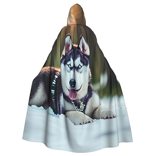 bkgdodk Husky Hunde-Aufdruck, Halloween, Kapuzenumhang, Feier, Karneval, Damen und Herren, Themenpartys, Kleid, Cosplay von bkgdodk