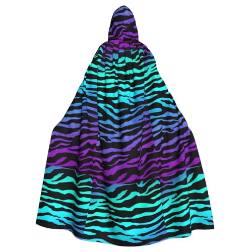 bkgdodk Lila Blau Grün Camouflage Zebra Streifen Druck Halloween Kapuzenumhang Festlicher Karneval Damen Herren Themenpartys Kleid Cosplay von bkgdodk