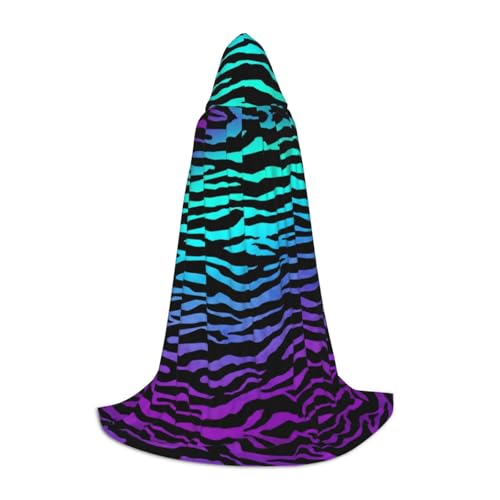 bkgdodk Lila Blau Grün Camouflage Zebra Streifen Druck Uni Kapuzenumhang Vielseitiger Cosplay Umhang und Umhang Hexe Gothic Kapuzenumhang von bkgdodk