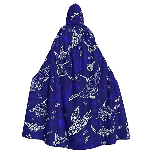 bkgdodk Manta Ray und Fisch Print Halloween Kapuzenumhang Festlicher Karneval Damen Herren Themenpartys Kleid Cosplay von bkgdodk