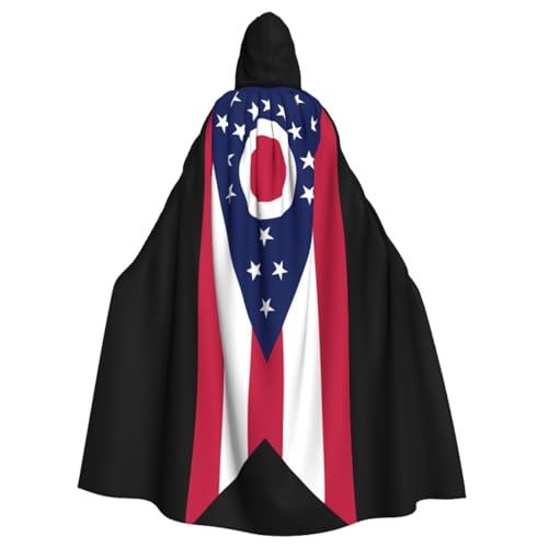 bkgdodk Ohio State Flag Print Halloween Hooded Cloak Celebratory Carnival Women Men Theme Parties Dress Cosplay von bkgdodk