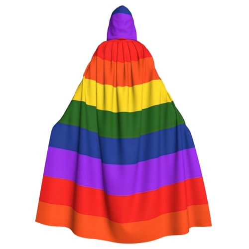 bkgdodk Regenbogen-Flaggen-Druck, Halloween, Kapuzenumhang, Feier, Karneval, Damen und Herren, Themenpartys, Kleid, Cosplay von bkgdodk