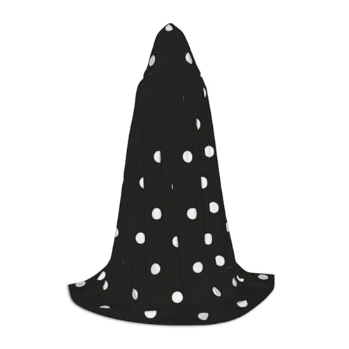 bkgdodk Schwarz und Weiß Polka Dot Print Unisex Kapuzenumhang Vielseitiger Cosplay Umhang und Umhang Hexe Gothic Kapuzenumhang von bkgdodk