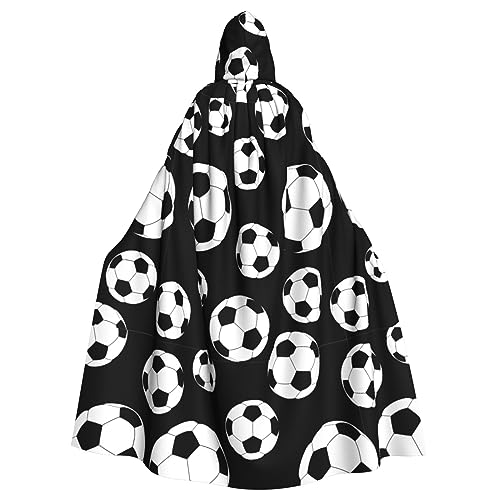 bkgdodk Schwarzer Fußball-Umhang mit Kapuze, Halloween, Feier, Karneval, Damen und Herren, Themenpartys, Kleid, Cosplay von bkgdodk