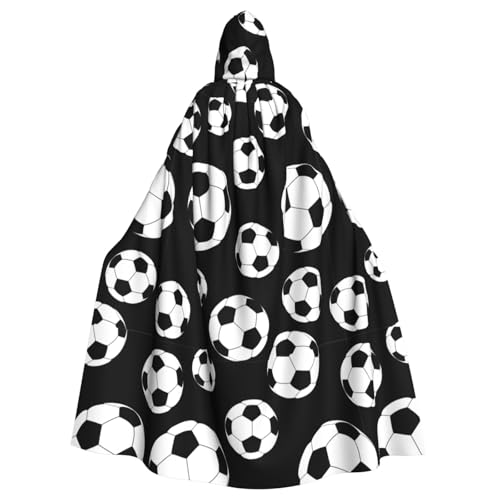 bkgdodk Schwarzer Fußball-Umhang mit Kapuze, Halloween, Feier, Karneval, Damen und Herren, Themenpartys, Kleid, Cosplay von bkgdodk