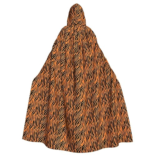 bkgdodk Tiger Stripes Orange Pattern Print Halloween Hooded Cloak Celebratory Carnival Women Men Theme Parties Dress Cosplay von bkgdodk