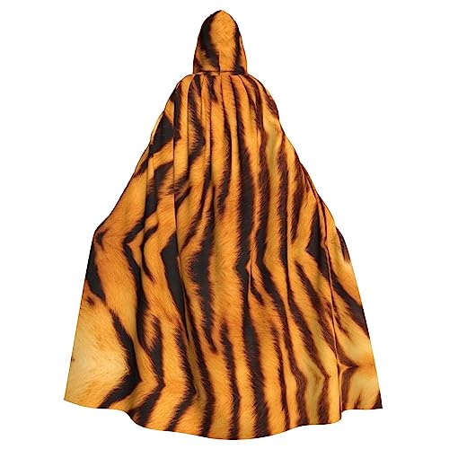 bkgdodk Tiger gestreiftes Muster Druck Halloween Kapuzenumhang feierlicher Karneval Damen Herren Themenpartys Kleid Cosplay von bkgdodk