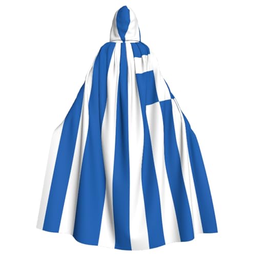 bkgdodk Umhang mit griechischer Flagge, Halloween, mit Kapuze, Feier, Karneval, Damen und Herren, Themenpartys, Kleid, Cosplay von bkgdodk