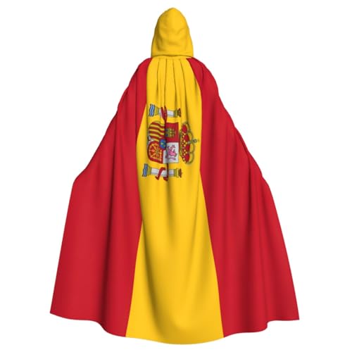 bkgdodk Umhang mit spanischer Flagge, Halloween, mit Kapuze, Feier, Karneval, Damen und Herren, Themenpartys, Kleid, Cosplay von bkgdodk