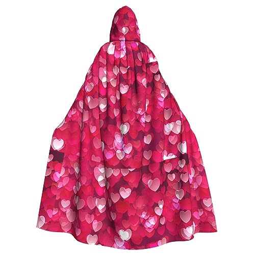 bkgdodk Valentinstags-Umhang mit Herz-Aufdruck, Halloween, Kapuzenumhang, Feier, Karneval, für Damen und Herren, Motto-Partys, Kleid, Cosplay von bkgdodk