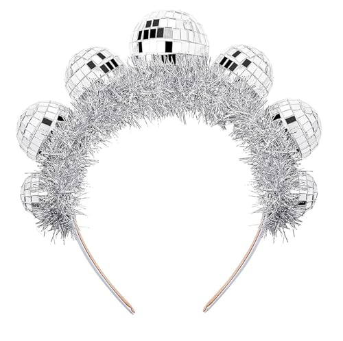 1pc Discokugel Haarreif,Discokugel Deko,Disco Ohrringe,Discokugel Ohrringe,70er Jahre Disco Party ZubehöR Damenbekleidung Disco Ball Ohrringe, Kopfbedeckungen Und Ringe Party Gadgets (1 PC) von boocooberg