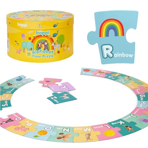 boppi Alphabet-Puzzle – ABC-Lernkarten Englisch Lernen für Kinder Schüler- Englisch Lernspiel für Anfänger, Puzzle zur frühen Lese- und Schreibförderung für Kinder ab 3 Jahren - 26-teiliges von boppi