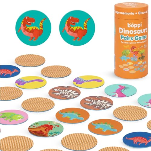 boppi Memory-Spiel - Spiel für Kleinkinder Dinosaurier Spielzeug Fesselndes Pädagogisches Montessori-Gedächtnisspiel - Der Spieleklassiker für Kinder ab 3 Jahre von boppi
