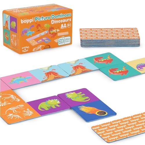 boppi Domino-Set, Bilderspiel für Kleinkinder – Buntes Domino Spiel ​​mit Dinosaurier Motiven, Pädagogisches Spielzeug Domino für Kinder – Spiele für Kinder ab 3 Jahren von boppi