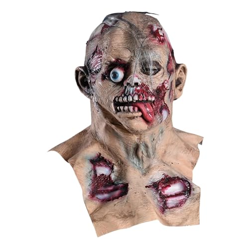 Gruselige Halloween-Gesichtsbedeckung | Latex-Trick-Kopfbedeckung, Horror-Kostüm, Sammelrequisiten für Halloween, Spukhaus von borek