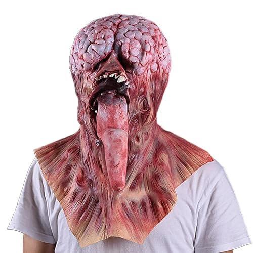Zombie-Gesichtsbedeckung, gruselige Gesichtsbedeckung für Erwachsene, Blutige Zunge Halloween Zombie Gesichtsbedeckung Realistische Gesichtsbedeckung, Innovative Horror-Latex-Gesichtsbedeckung, Teufel von borek