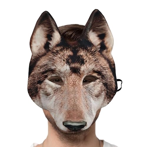 borek Halloween-Wolf-Maske, Wolf-Maske für Erwachsene, Realistische Gesichtsmaske, Kopfmaske für Erwachsene, Wolf Maske Karneval Maskerade Maske für Dress Up Party Cosplay Prop von borek