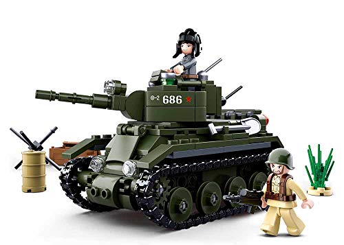 WWII - Leichter Alliierten Panzer (347 Teile) [M38-B0686], Spielset, Klemmbausteine, Für Kinder ab 4 Jahren, mit Spielfigur, Army WWII, Sluban SL95557 von Sluban Klemmbausteine