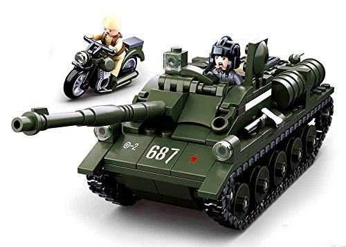 Sluban SL95558, WWII - Alliierter Jagdpanzer(335 Teile)[M38-B0687], Spielset, Klemmbausteine, Soldaten, mit Spielfigur, Army WWII, Multi Color von Sluban Klemmbausteine