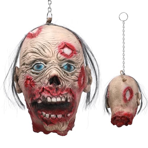 Halloween Cut Off Corpse Head Prop Scary Bloody Hanging Severed Head Decoration Zombie Head Props for Haunted Houses Party von brableewear