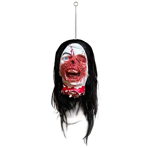 Halloween Cut Off Corpse Head Prop Scary Bloody Hanging Severed Head Decoration Zombie Head Props for Haunted Houses Party von brableewear