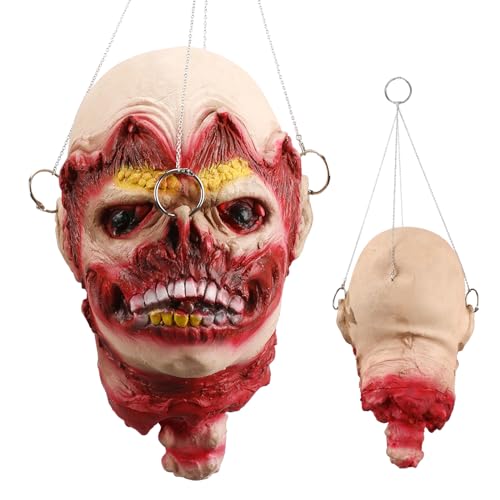 Halloween Cut Off Corpse Head Prop Scary Bloody Hanging Severed Head Decoration Zombie Head Props for Haunted Houses Party von brableewear