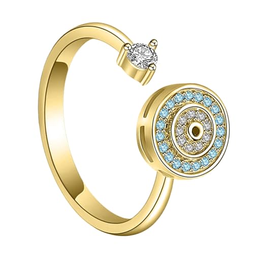 Amulett Ring - Runde Design Böser Anblick Silberring Mit Glänzenden Strasssteinen Evil Eye Schmuck Böse Augenring Verstellbarer Böser Augenring Böser Augenring Silber Böse Augenring Schutzverstellbar von brooksnaji