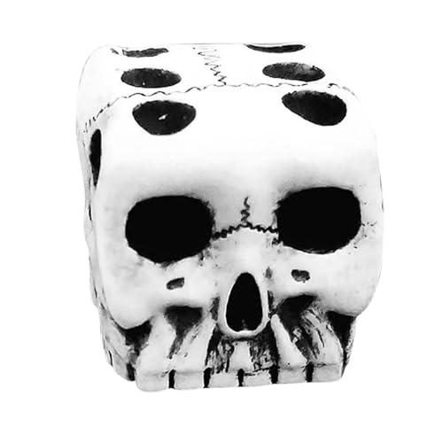 Dice Gothic – Totenkopf-Würfel-Set aus Harz, 6-seitiger Knochen-Dice | Teufelhafter und wasserdichter Gothic-Skelett-Dice, gruselige Tischdekoration für Essenstangen von brooksnaji