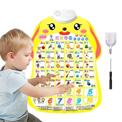 brooksnaji Lernwanddiagramm für Kinder, Lernwanddiagramm - Lernalphabet Poster, Alphabet Zahlenposter Obst interaktiv mit Sound für von brooksnaji