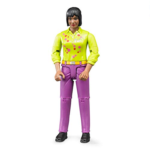 Bruder 60403 - Minifigur-bworld Frau mit mittlerem Hauttyp und lila Hose von bruder