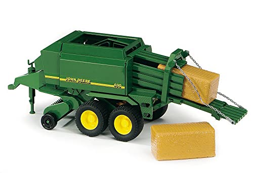 bruder 02017 - John Deere Großballenpresse mit 2 Quaderballen - 1:16 Ballenpresse, Landwirtschaft, Bauernhof, Erntemaschine, Feldarbeit, Traktoranhänger, Stroh, Heu, Rundballen von bruder