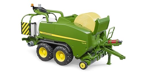 bruder 02032 - John Deere Rundballen-Presswickelkombination C441R - 1:16 Bauernhof Landwirtschaft Traktor Anhänger Erntemaschine Pressewickler Mähdrescher Zubehör von bruder