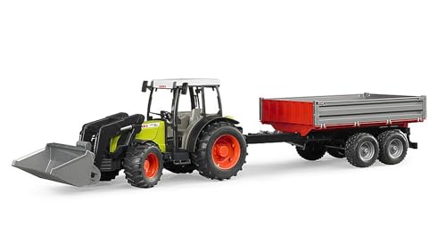 bruder 02112 - Claas Nectis 267 F mit Frontlader & Bordwandanhänger - 1:16 Traktor Trecker Schlepper Bulldog Bauernhof Landwirtschaft Feldarbeit Maschine Kippanhänger Spielzeug von bruder