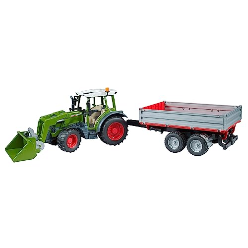 bruder 02182 - Traktor Fendt Vario 211 mit Frontlader & Bordwandanhänger - 1:16 Fahrzeuge Landwirtschaft, Bulldog, Trecker, Anhänger, Kipper, Spielzeug ab 3 Jahre von bruder