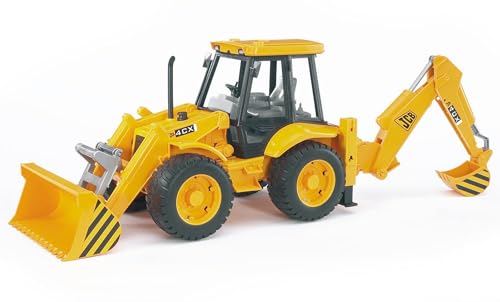 bruder 02428 - JCB 4CX Baggerlader - 1:16 Frontschaufel Heckbagger Baustelle Baufahrzeug Baumaschine Spielzeug Radlader von bruder