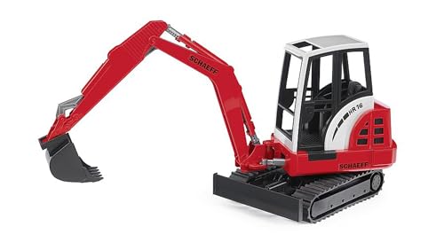 bruder 02432 - Schaeff HR16 Minibagger - 1:16 Baustelle Baufahrzeug Löffelbagger Arbeiter bworld Baumaschine Spielzeug von bruder