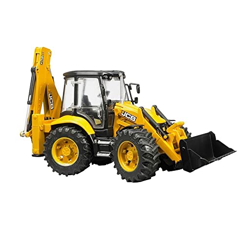 bruder 02454 - JCB 5CX eco Baggerlader - 1:16 Baustelle Baufahrzeug Löffelbagger Heckbagger Arbeiter bworld Baumaschine Spielzeug von bruder