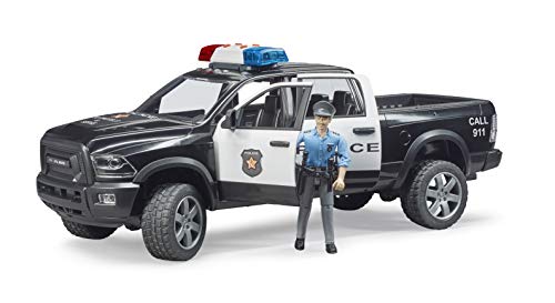 Bruder 02505 - RAM 2500 Polizei Pickup mit Polizist und Light and Sound Modul - 1:16 Fahrzeug, Einsatzwagen, Spielzeug von bruder