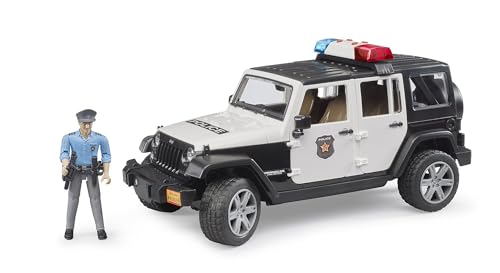 bruder 02526 - Jeep Wrangler Unlimited Rubicon Polizei Fahrzeug mit Polizisten & Ausstattung, Light & Sound Modul - 1:16 Jeep, Pick-up, Geländewagen, bworld, Wachtmeister, Rettungsfahrzeug, Spielzeug von bruder