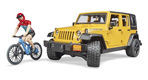 bruder 02543 - Jeep Wrangler Rubicon Unlimited mit Mountainbike & Radfahrer- 1:16 Geländewagen Fahrrad Spielzeug-Figur bworld von bruder