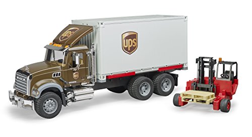 bruder 02828 - Mack Granite UPS Logistik LKW inklusive Mitnahmestapler - 1:16 Fahrzeuge, Versand & Logistik, Transporter, Paketdienst, Lieferwagen, Spielzeug von bruder