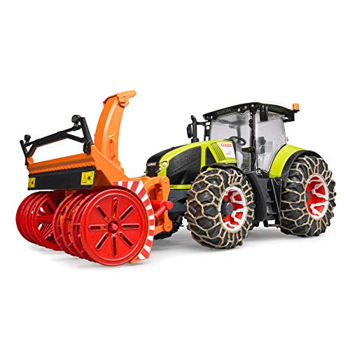 bruder 03017 - Claas Axion 950 mit Schneeketten & Schneefräse - 1:16 Traktor Trecker Winterdienst Schneepflug Schneeräumer Fahrzeug von bruder